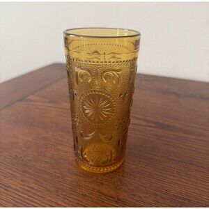 One Vintage American Concord Brockway Amber Textured Juice Glass